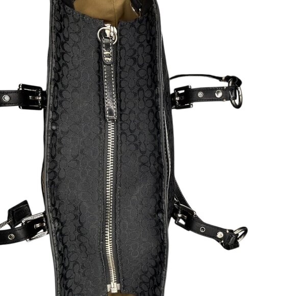 Coach East West Tote Black Signature Canvas Shoulder Bag Y2K - Picture 10 of 13